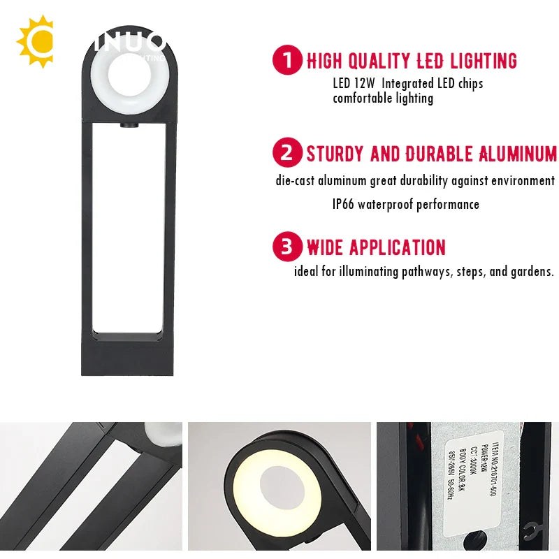Afralia™ LED Path Light 12W Aluminum Pillar for Outdoor Garden, Pathway, Patio, Driveway