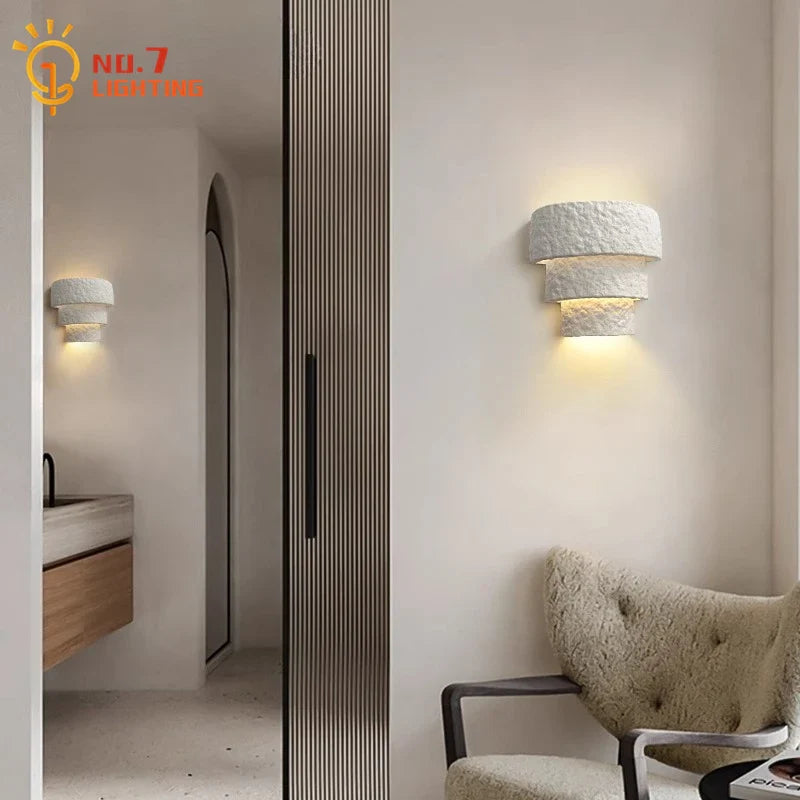 Afralia™ Bauhaus White Gypsum LED Wall Lamp for Living Room Bedroom - Minimalist Design