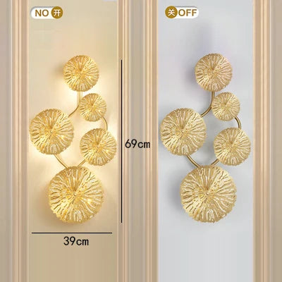 Afralia™ Gold Flower Copper Frame Wall Sconce for Hotel Dining Room Lighting