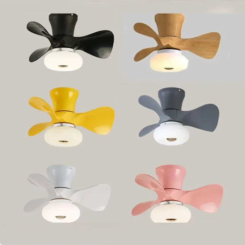 Afralia™ 22 Inch Smart Ceiling Fans with Wood Color and Colorful Light