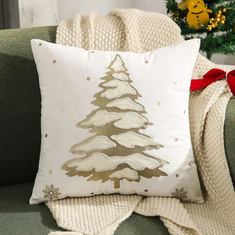 Afralia™ Embroidered Christmas Pillow Cover Set - Festive Holiday Home Decor