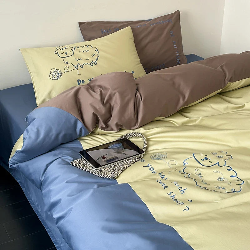 Luxury Embroidered Cotton King Size Bedding Set by Afralia™