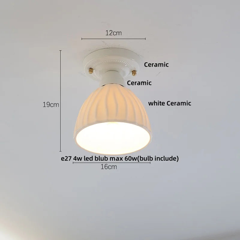 Afralia™ White Ceramic LED Ceiling Light Fixture Nordic Modern Home Decor Lighting Plafond Lamp