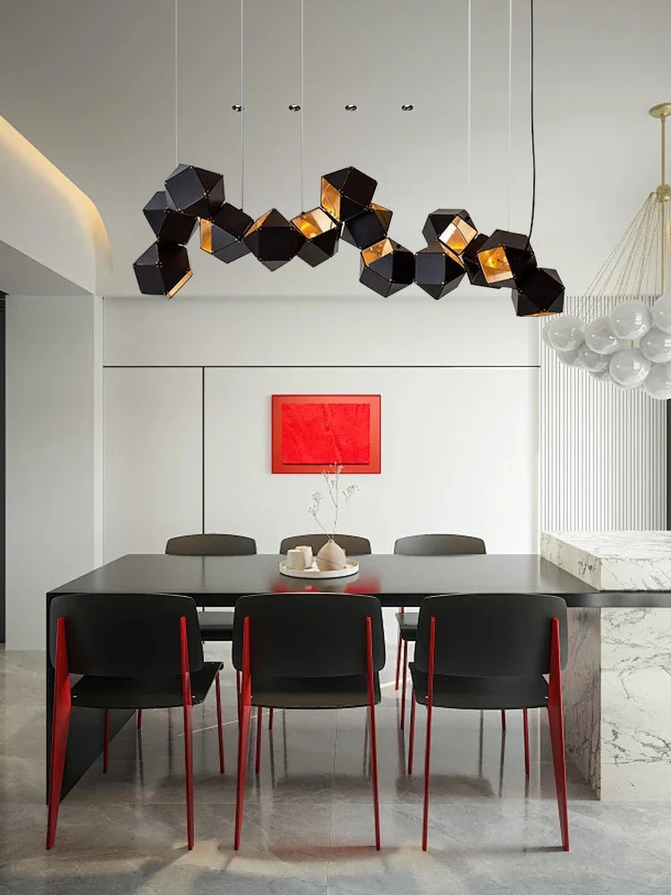 Afralia™ Square Metal Pendant Lights with E14 LED, Stylish Stainless Steel Hanging Lamp