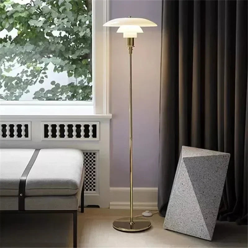 Afralia™ Nordic Glass Floor Lamp: Minimalist Danish Design for Bedroom, Living Room, Study.