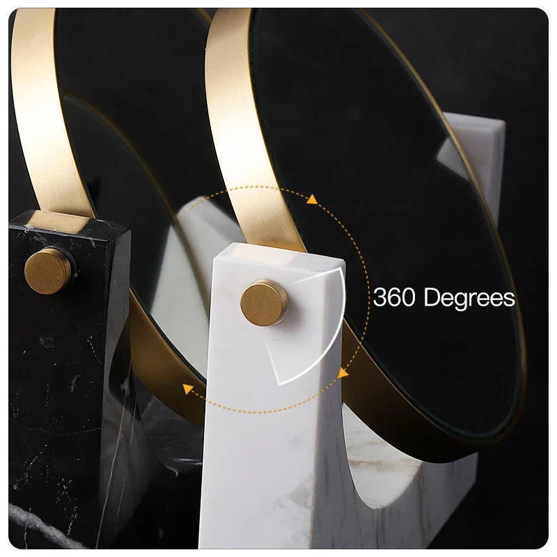 Afralia™ Marble Makeup Vanity Mirror with 3X Magnifier Stand