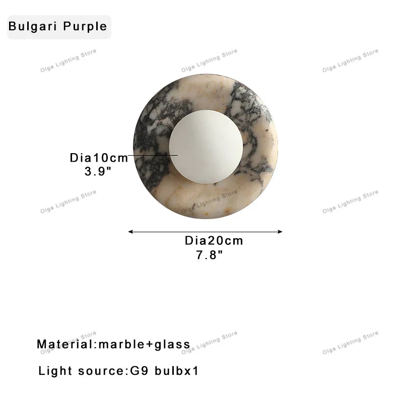 Afralia™ Marble & Jade Wall Lamp: Luxury Purple Green White Stone Mount Light