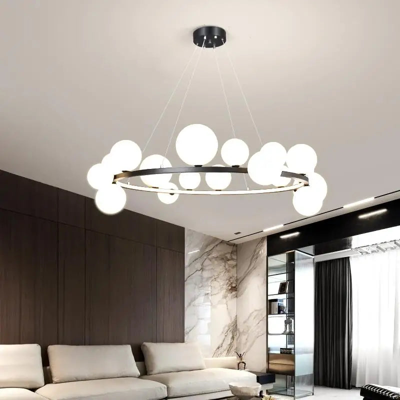 Afralia™ Branching Bubbles Chandelier in Black and Gold for Modern Dining Room