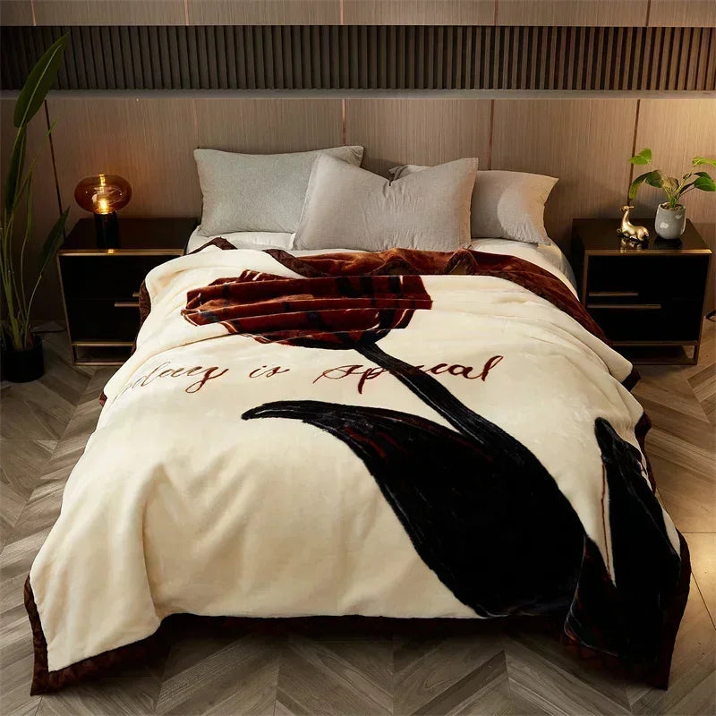 Afralia™ Cozy Flocked Raschel Blanket | Soft & Warm Double-Sided Winter Bedding