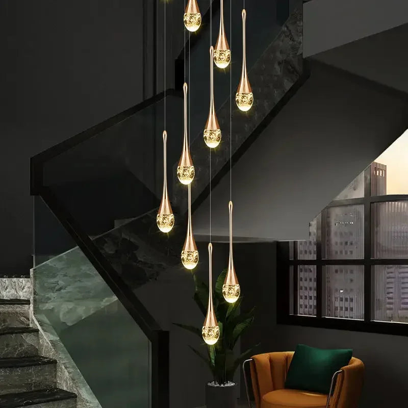 Afralia™ Gold Droplet Bubble LED Pendant for Minimalist Decor Lighting