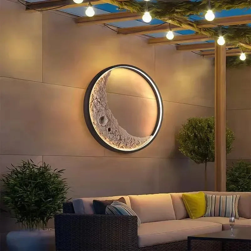 Afralia™ Moon Decor Art Wall Lamps: Outdoor IP65 Waterproof LED Sconces for Terrace, Garden, Porch