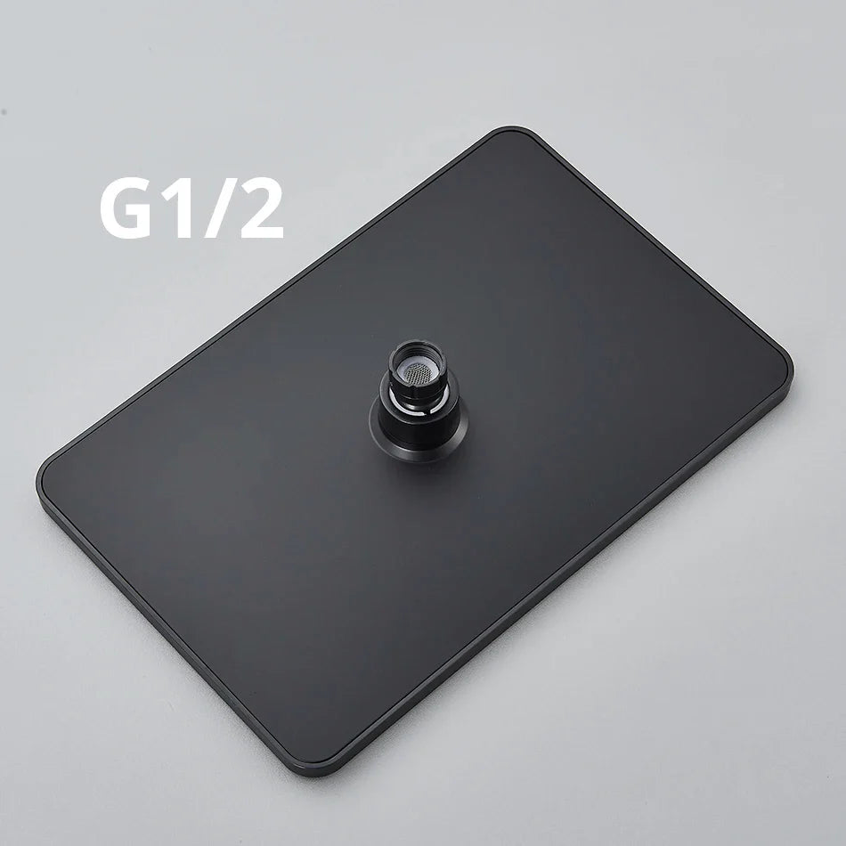 Afralia™ Square Rainfall Shower Head: Luxury ABS Plastic, Chrome & Black, Bathroom Faucet Accessory.