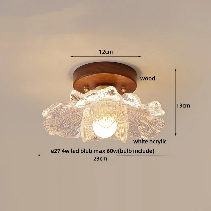 Afralia™ Modern Wood Glass LED Ceiling Light Fixture for Home Lighting