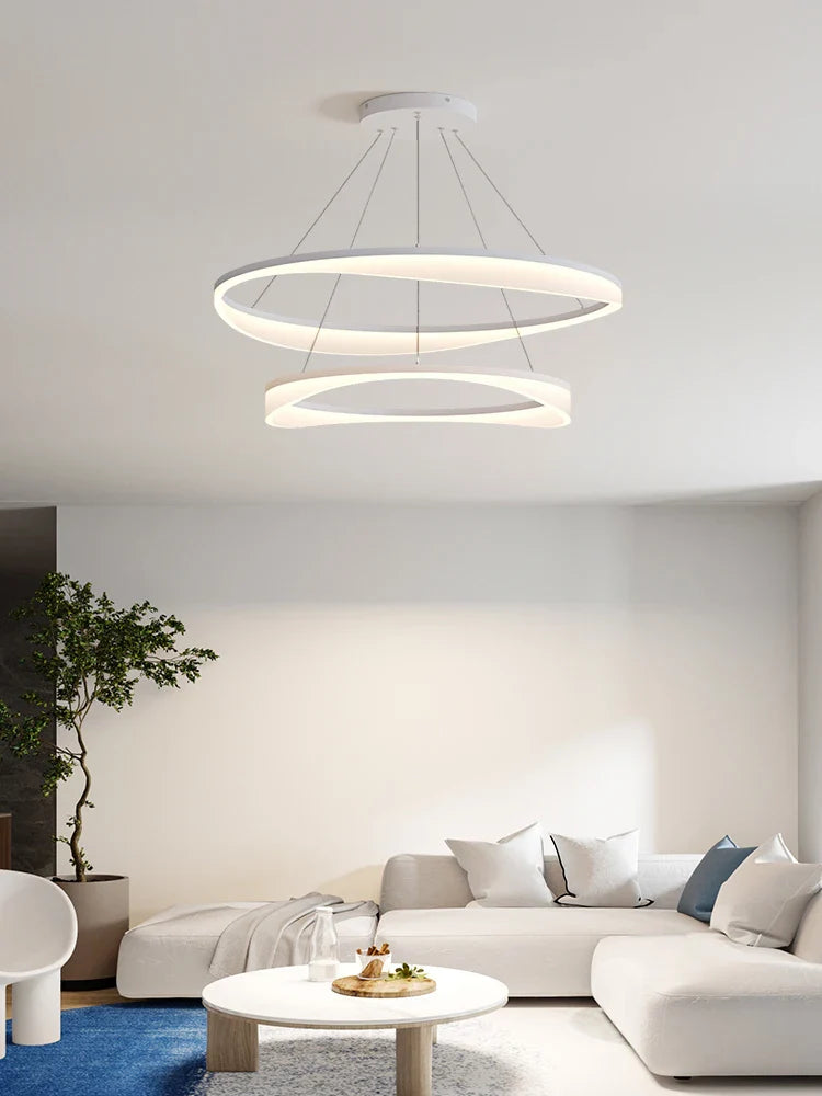 Afralia™ Modern Circle LED Pendant Light Dimmable Chandelier for Living Room Bedroom Décor