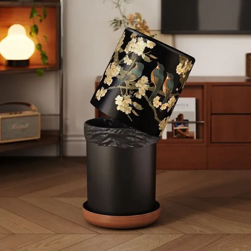 Afralia™ Retro Printed Plastic Garbage Bin.