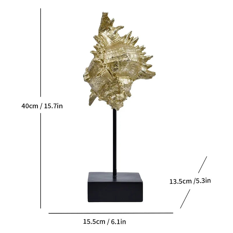 Afralia™ Gold-plated Mermaid Statue Resin Sculpture Room Decor Marine Organism Ornament