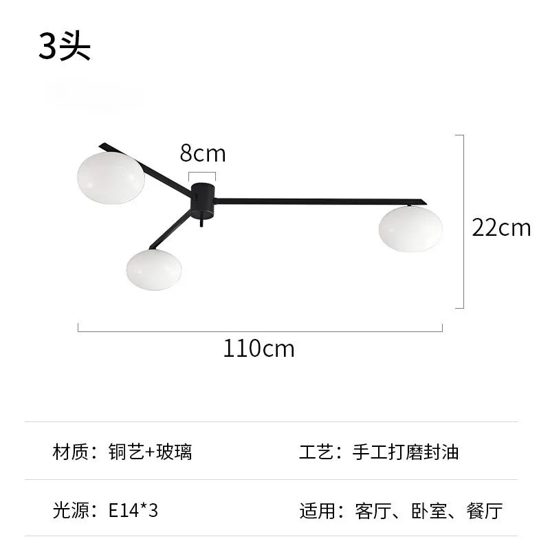 Afralia™ Black/Gold Lustre Copper Ceiling LED Modern Light Fixture for Living Room/Kitchen/Balcony