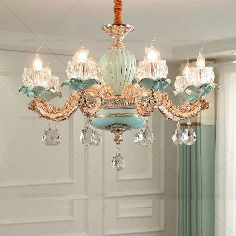 Afralia™ European Crystal Chandelier Living Room Bedroom Lamp High-Grade Villa Duplex Large