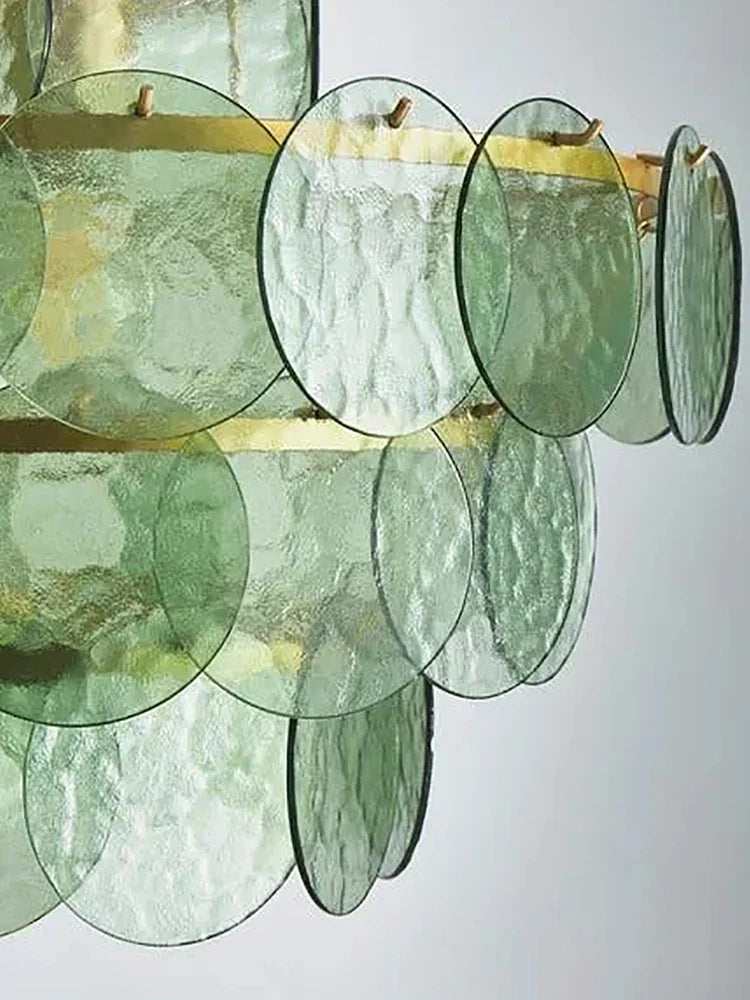 Afralia™ Modern Glass Piece Chandelier for Living Room, Green Amber Clear Lighting Fixtures