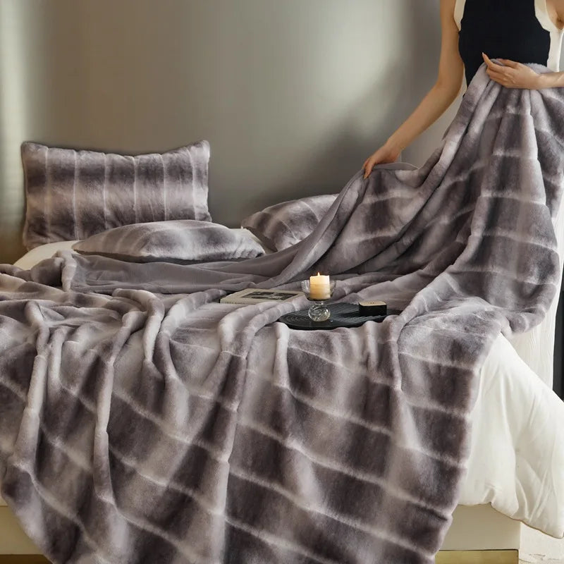 Afralia™ Luxe Milk Velvet Blanket: Thick & Cozy Faux Fur Throw for Home & Office