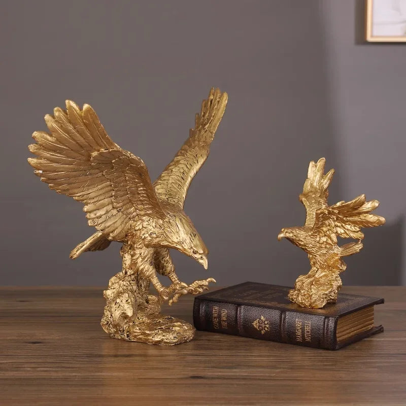 Afralia™ Dapeng Eagle Wings Resin Art Statue Ornament for Home and Office Decor