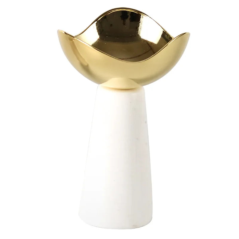 Afralia™ Golden Tray Dessert Bowl Fruit Snack Plate Home Decor Storage Container