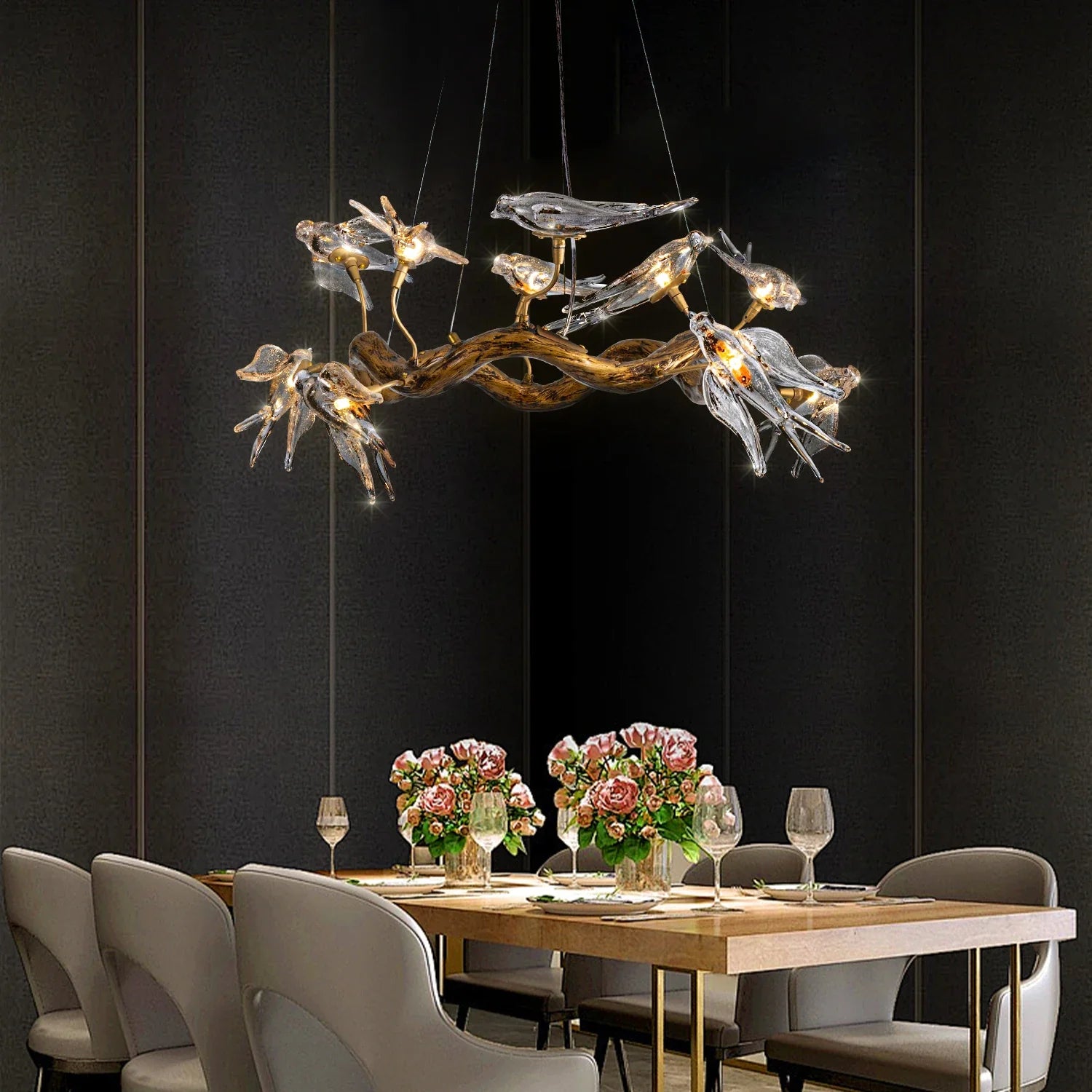 Afralia™ Swallow Branch Chandelier: Luxury Dining Room Living Room Designer Pendant Lamp