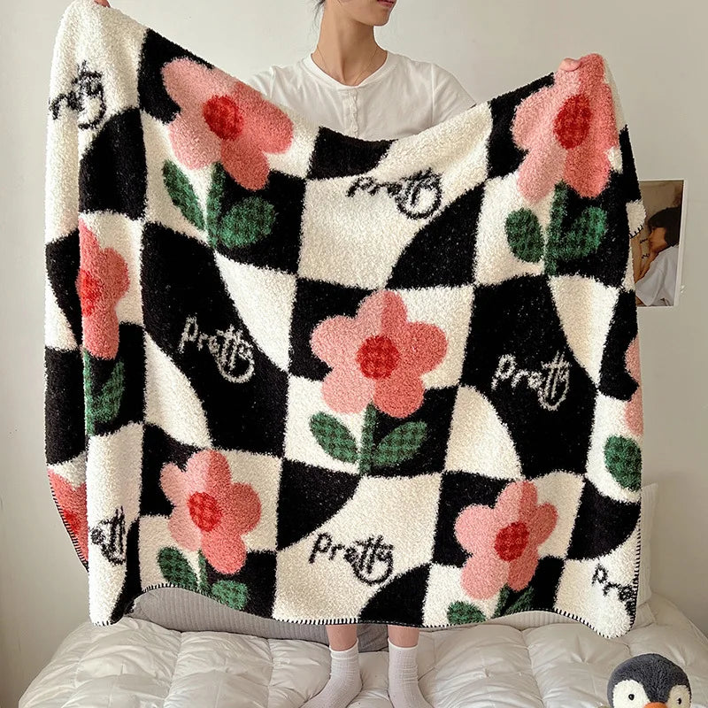 Afralia™ Boho Printed Blanket: Cozy, Multi-Functional, Half-Flannel Shawl, Single/Double Bedspread