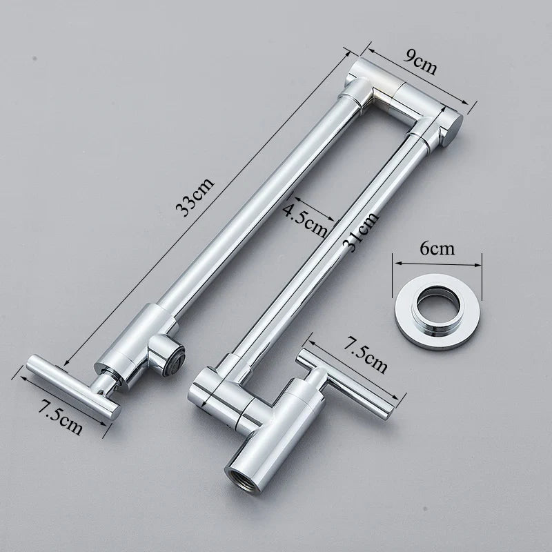 Afralia™ Double Joint Pot Filler Faucet Swing Arm Wall Mount Kitchen Tap