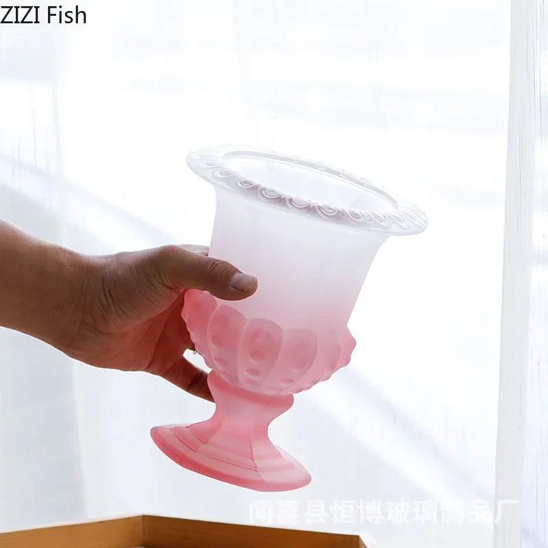 Afralia™ Matte Glass Goblet Vase for Hydroponics Flowers Desk Decor