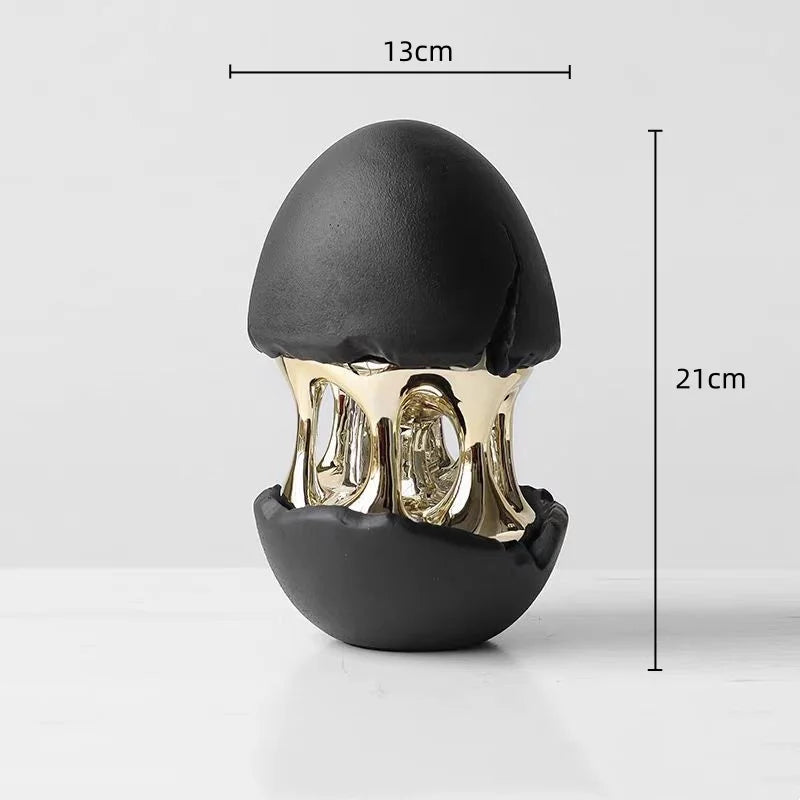 Afralia™ Abstract Eggshell Hollow Out Cracked Egg Decorative Figurine