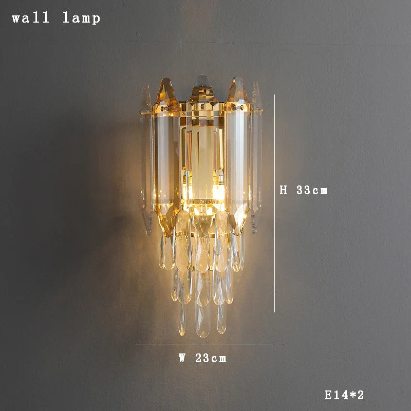 Afralia™ Gold Amber Crystal Chandelier Lights Modern Room Decor Hanging Lamp
