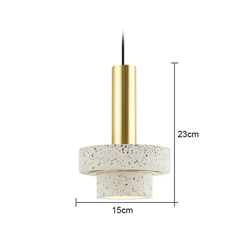 Afralia™ Terrazzo Marble Pendant Light Modern Industrial Chandelier for Living Room
