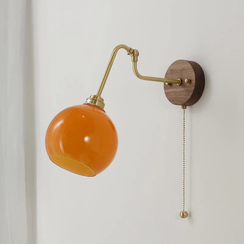 Afralia™ Copper Glass Wall Sconce Amber LED Rotate Modern Bathroom Mirror Light