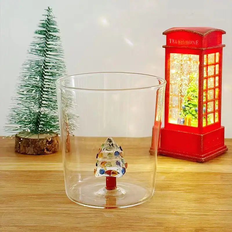 Afralia™ Christmas Tree Rose Glass Cup: Durable, Cute, Creative 3D Design. Ideal Gift!