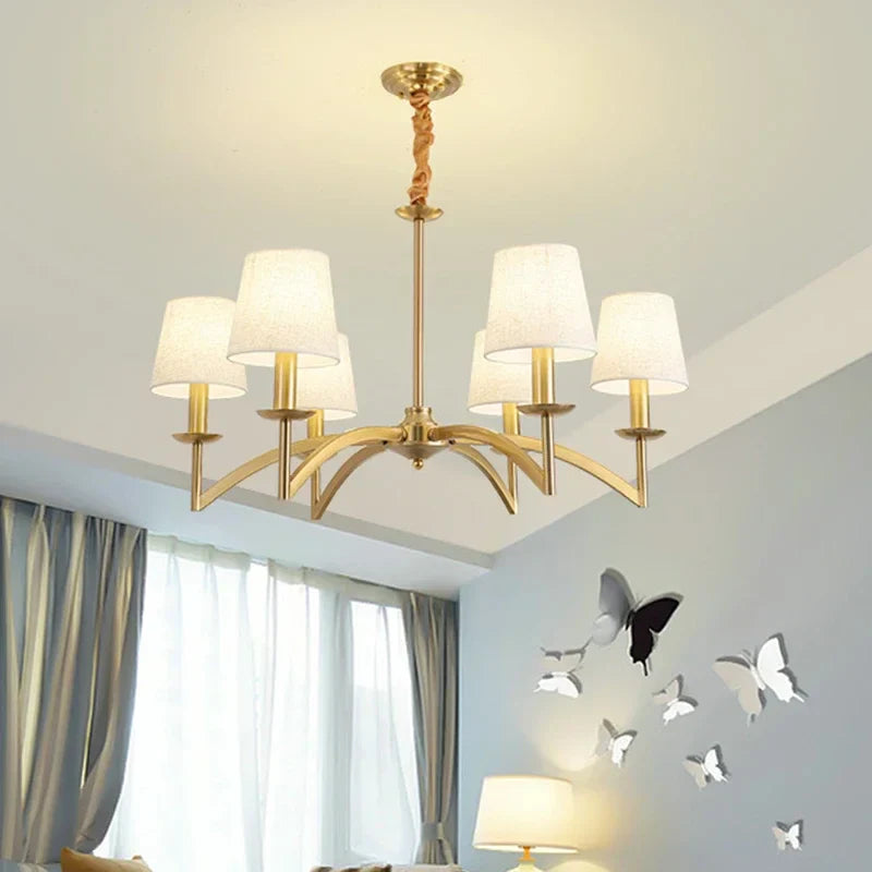 Afralia™ Retro Fabric Pendant Chandelier for Living Room Dining Bedroom Kitchen