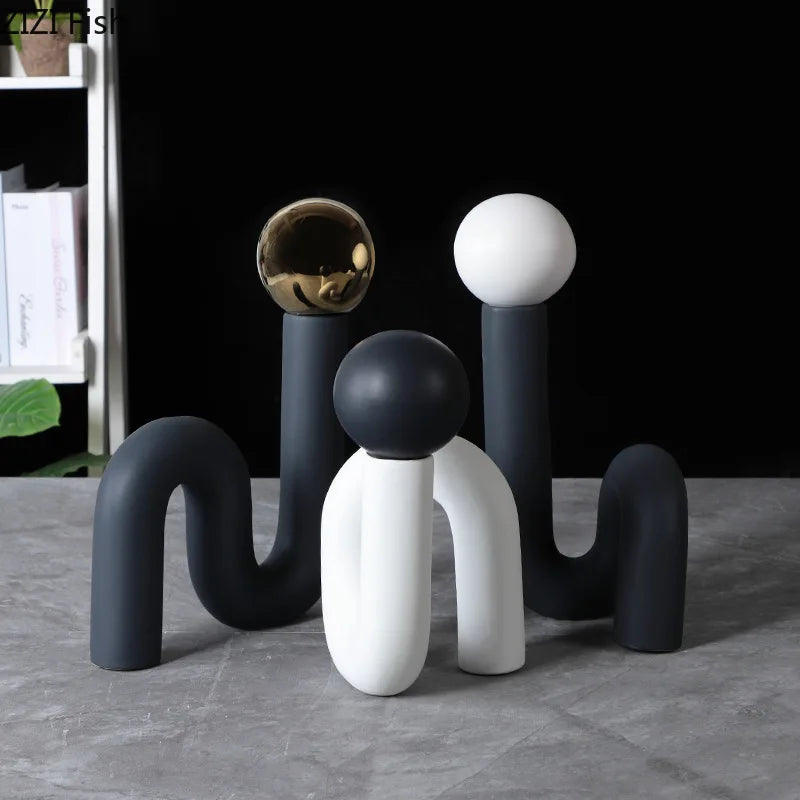 Afralia™ Twisted Pipeline Ceramic Sculpture Desk Decoration Statement Piece