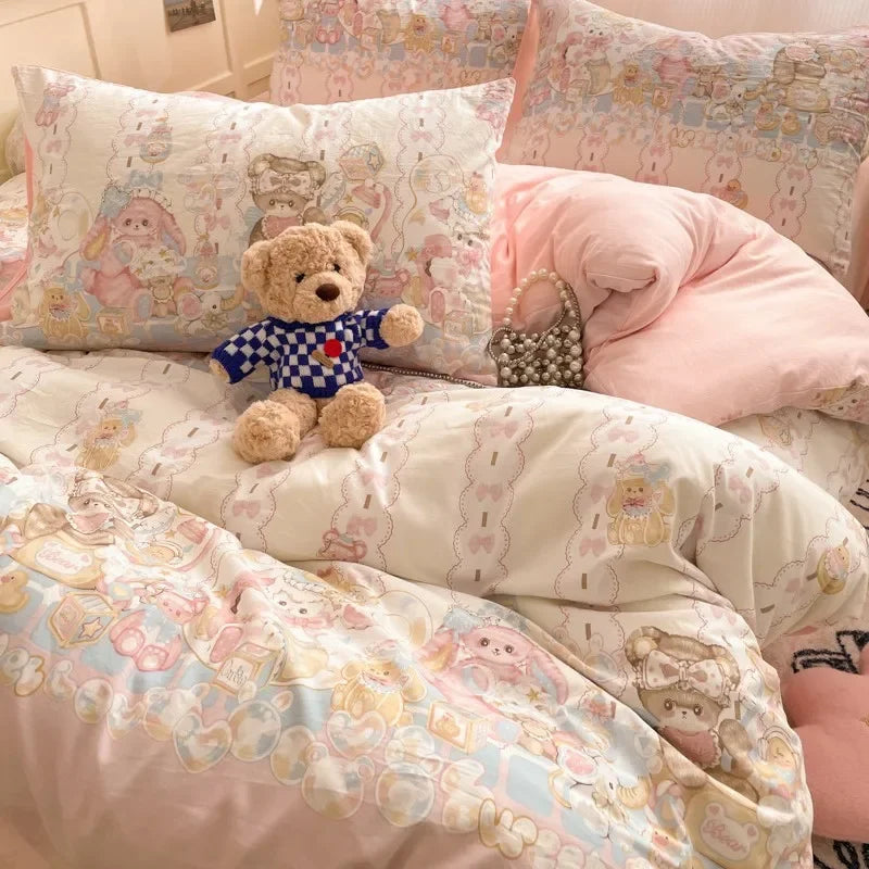 Afralia™ Patterned Fitted Sheet Comforter Set - Soft Bedding for Adults & Children