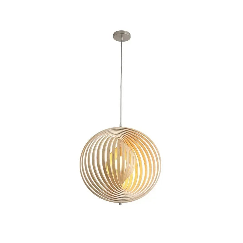 Afralia™ Japanese Moon Pendant Light Wood Chandelier for Home Decoration