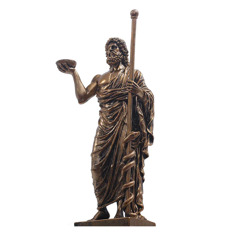 Afralia™ Asclepius Mini Statue: Greek God of Medicine Resin Figurine for Home Office Decor