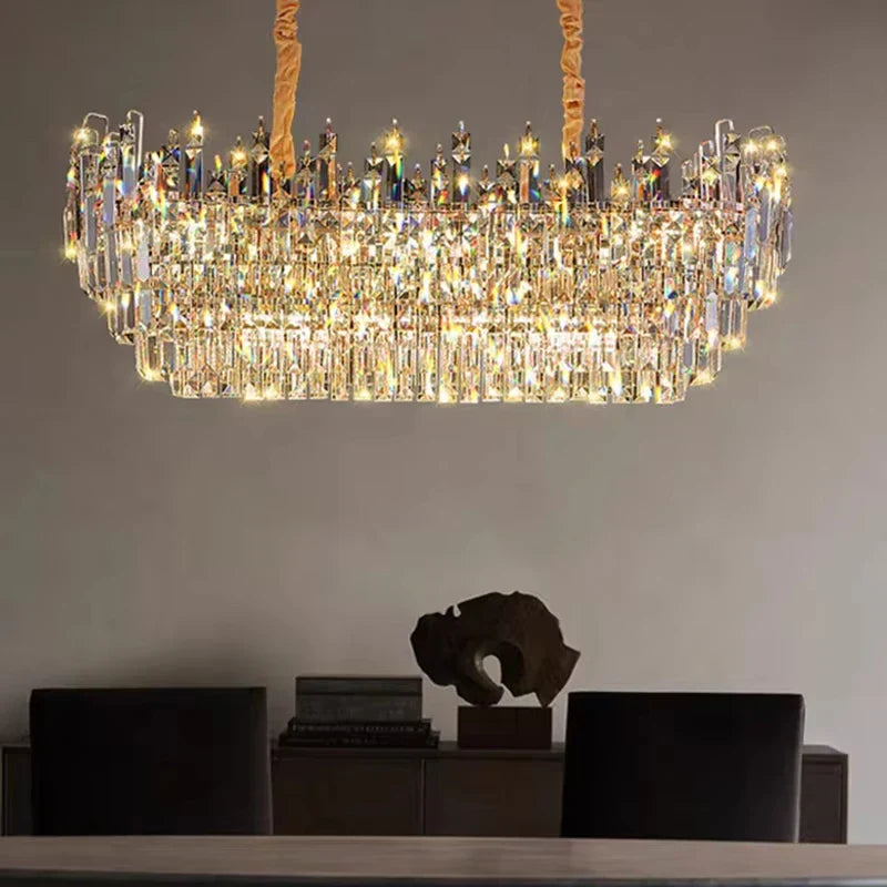 Afralia™ Crystal Pendant Chandelier LED Hanging Lamp for Luxury Living Room Decor