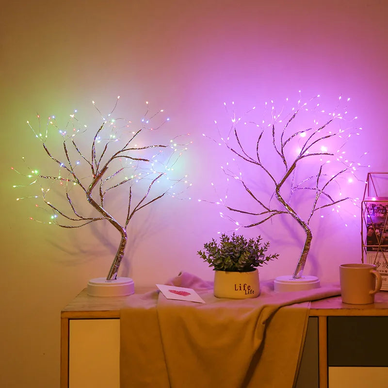 Afralia™ LED Starry Tree Table Lamp with Touch Switch - 36/108 LEDs, Fairy Night Light