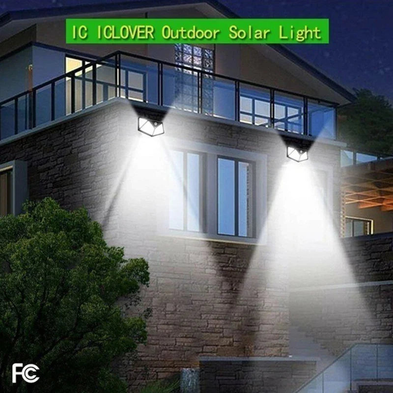 Afralia™ 100LED Solar Powered Outdoor Wall Lamp with PIR Motion Sensor