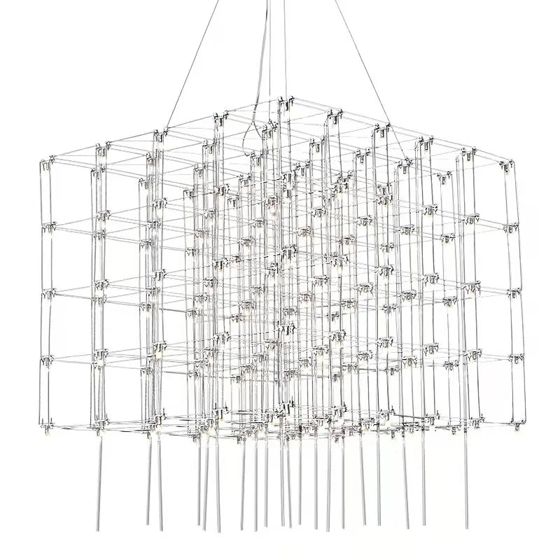 Afralia™ Chrome Square LED Pendant Light for Hall Foyer Restaurant, Cord Adjustable