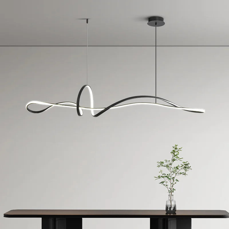 Afralia™ Minimalist LED Chandelier for Dining Room with Long Strip Design