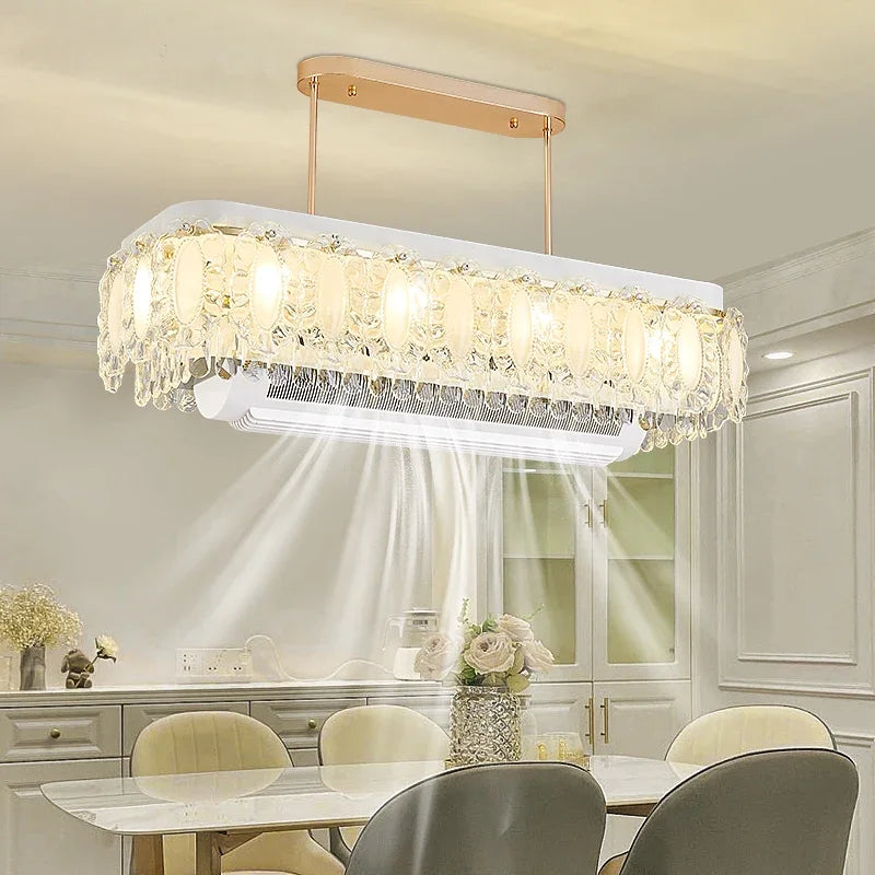 Afralia™ Nordic Crystal LED Ceiling Fan Light with Remote Control for Living Room and Bedroom