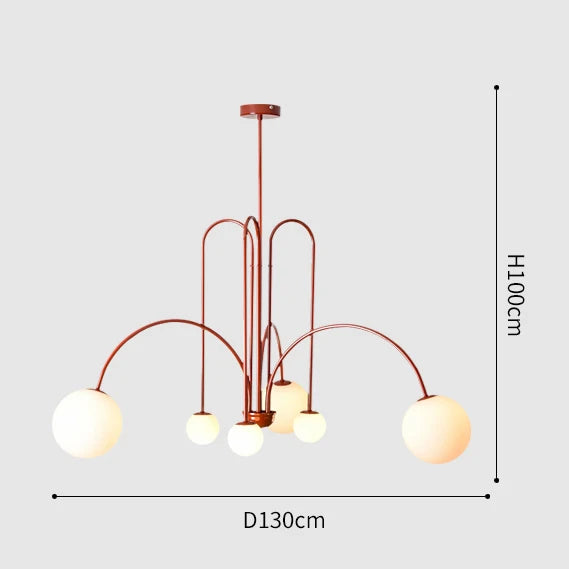 Afralia™ Red Glass Ball Chandelier: Modern Minimalist Arch Hang Lamp for Living Room