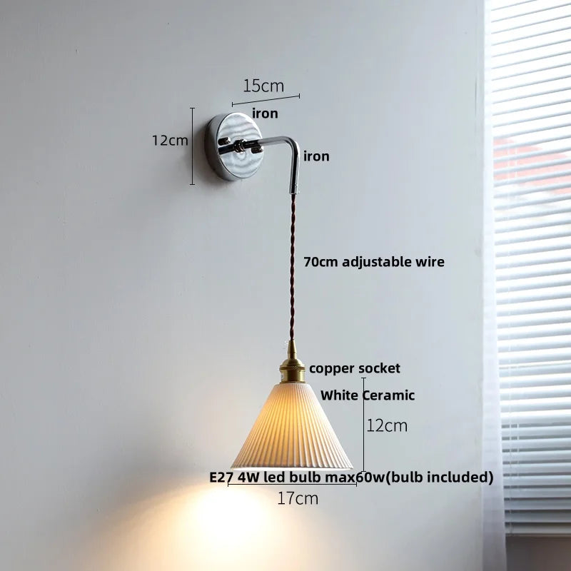 Afralia™ Ceramic LED Wall Sconce Modern Nordic Design Adjustable Pull Chain Switch WC Mirror Light