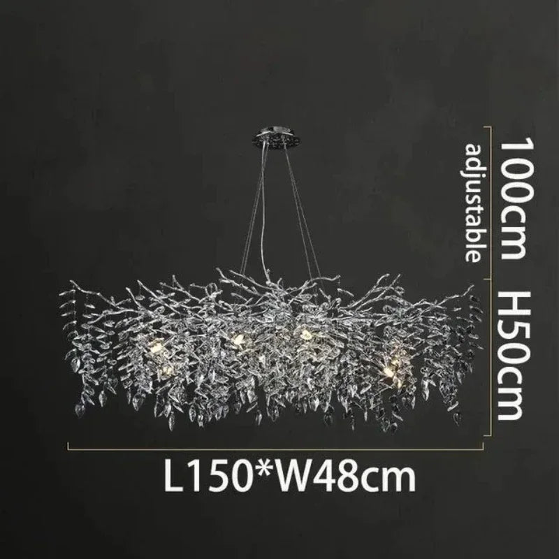 Afralia™ Luxury Crystal Chrome Chandelier Silver Gold LED Tree Branch Chandelier for Living Dining Room
