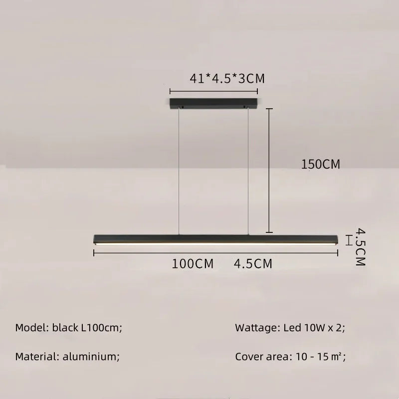 Afralia™ Modern Straight Pendant LED Light - Minimalist Painted Aluminium Chandelier